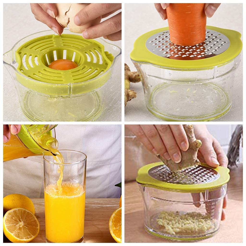 Manual Juicer / Fruit Squeezer with 17oz Built-in Strainer Measuring Cup and Grater 5