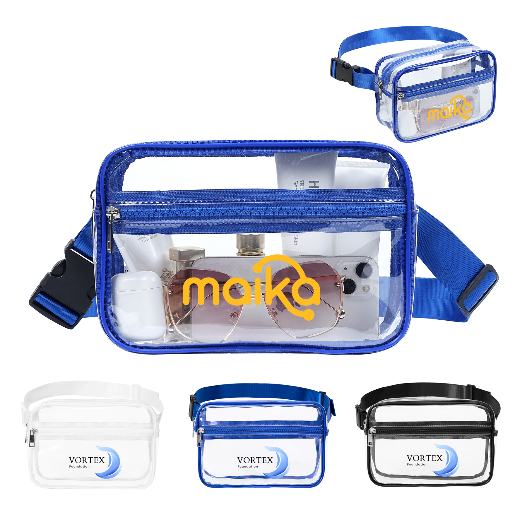Stadium Approved Clear PVC Fanny Pack W/ Two Zipper Pockets 7