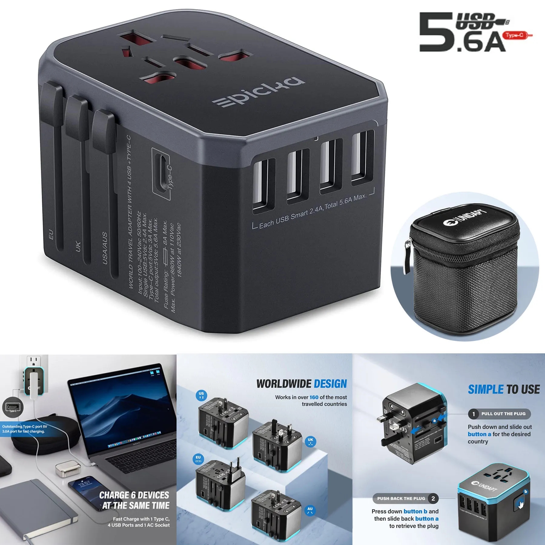 6 in 1 Multi-Device Universal Travel Charger 5