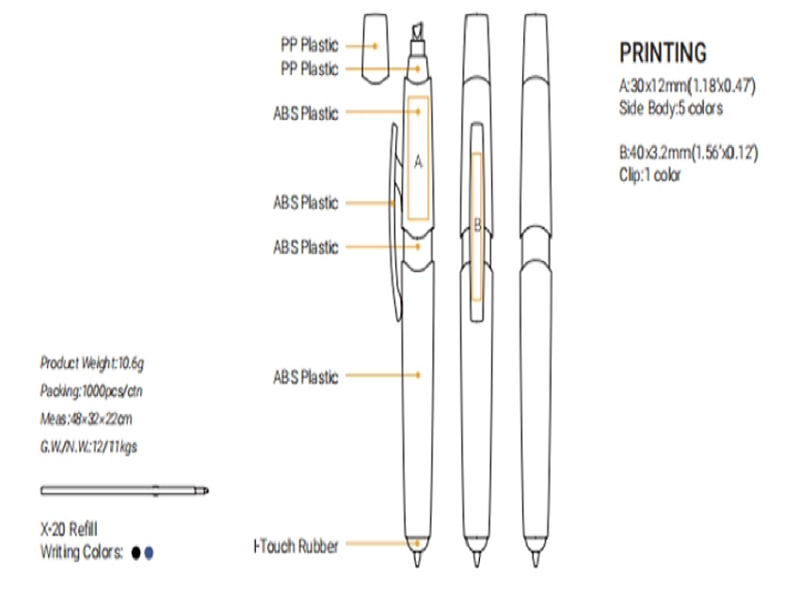 Multi Function Colored Plastic 3 in 1 Ballpoint Pen 4