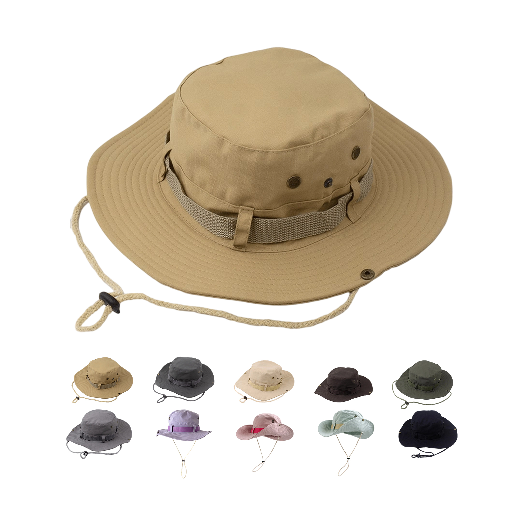 Polyester Wide Brim Fisherman Hat With Ventilation Eyelets 3