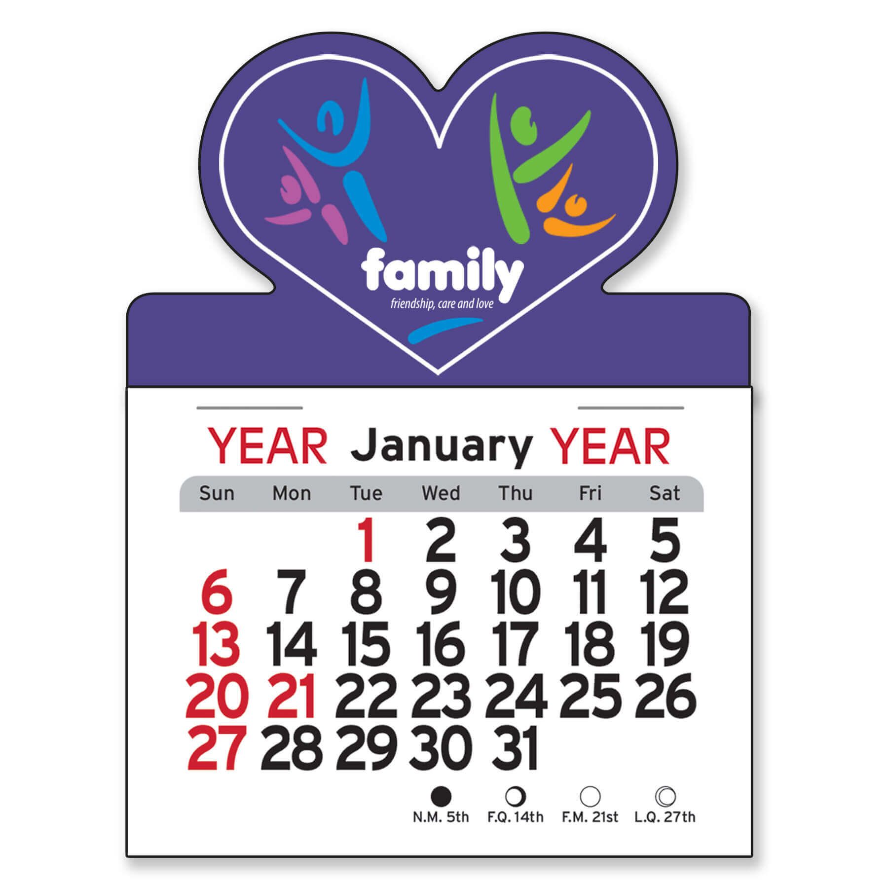 Adhesive Peel-N-Stick® Calendar - Heart 3