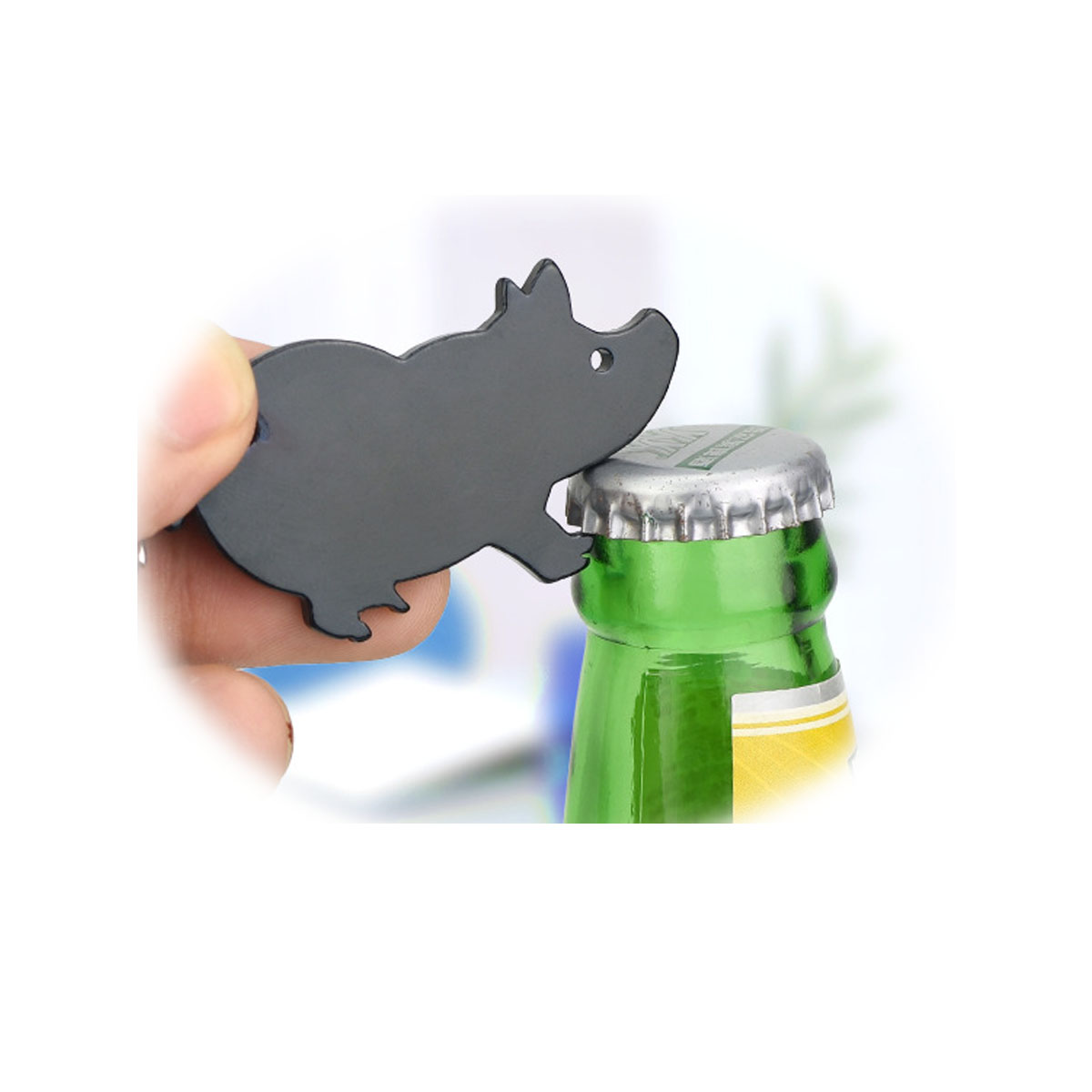 Pig Shape Aluminum Keyring Bottle Opener 1