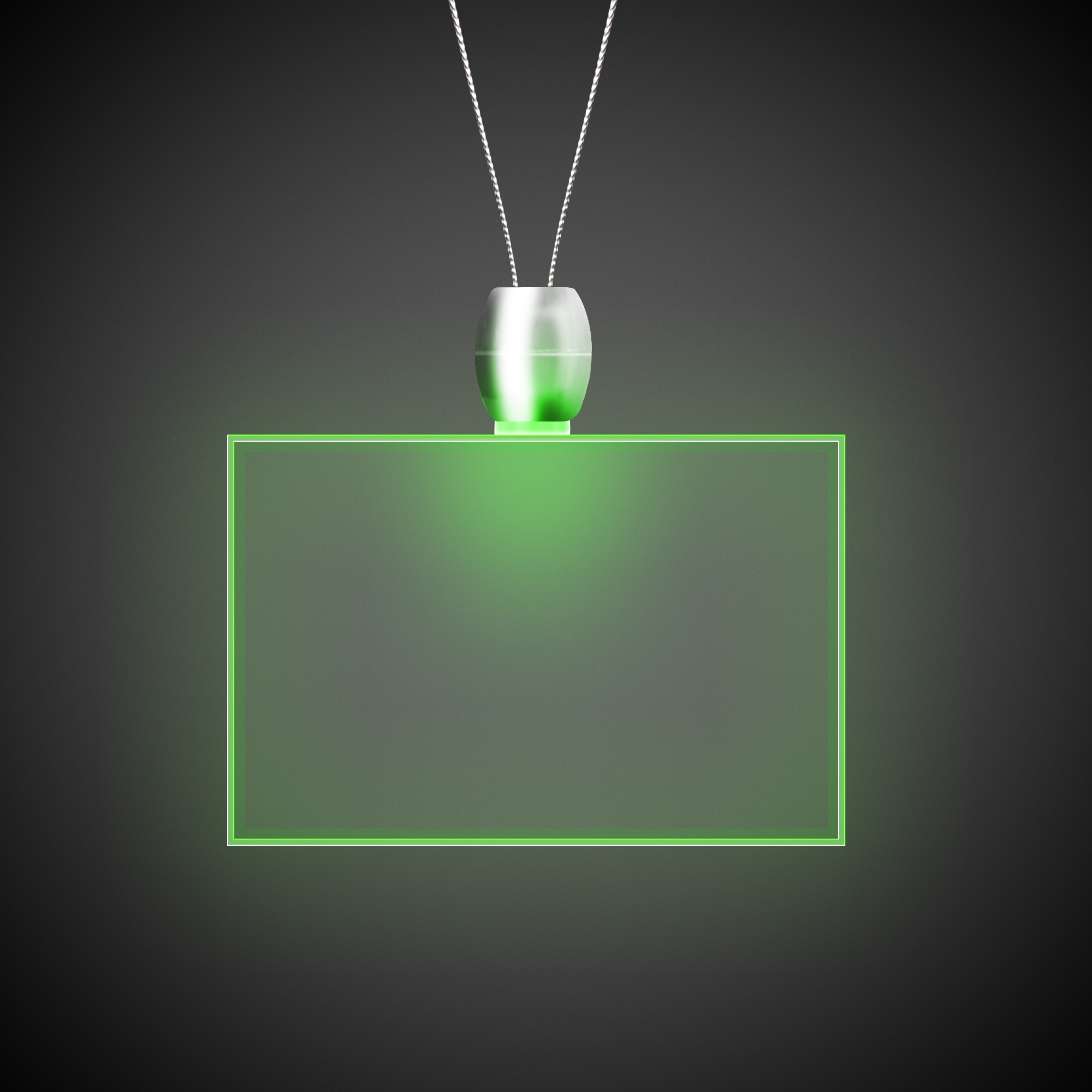 Rectangle Green Light-Up Acrylic Pendant Necklace