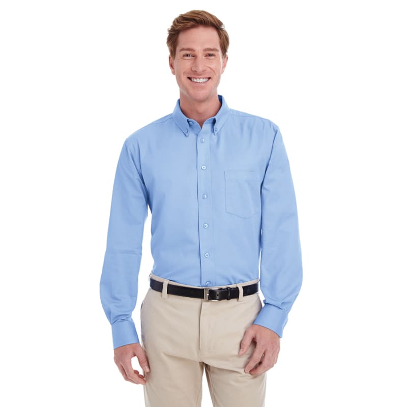 Harriton Men's Foundation 100% Cotton Long-Sleeve Twill Shirt With Teflon™ 19