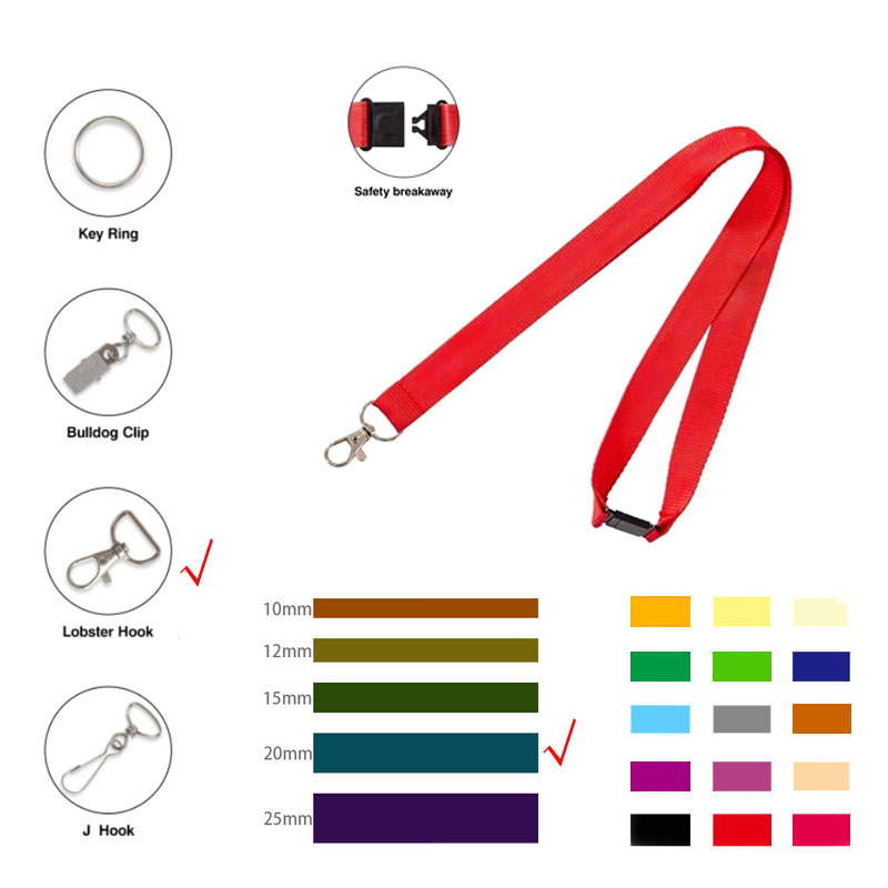 3/4" Wide Dye-Sublimated Polyester Lanyard W/ Lobster Hook & Plastic Safety Breakaway 2