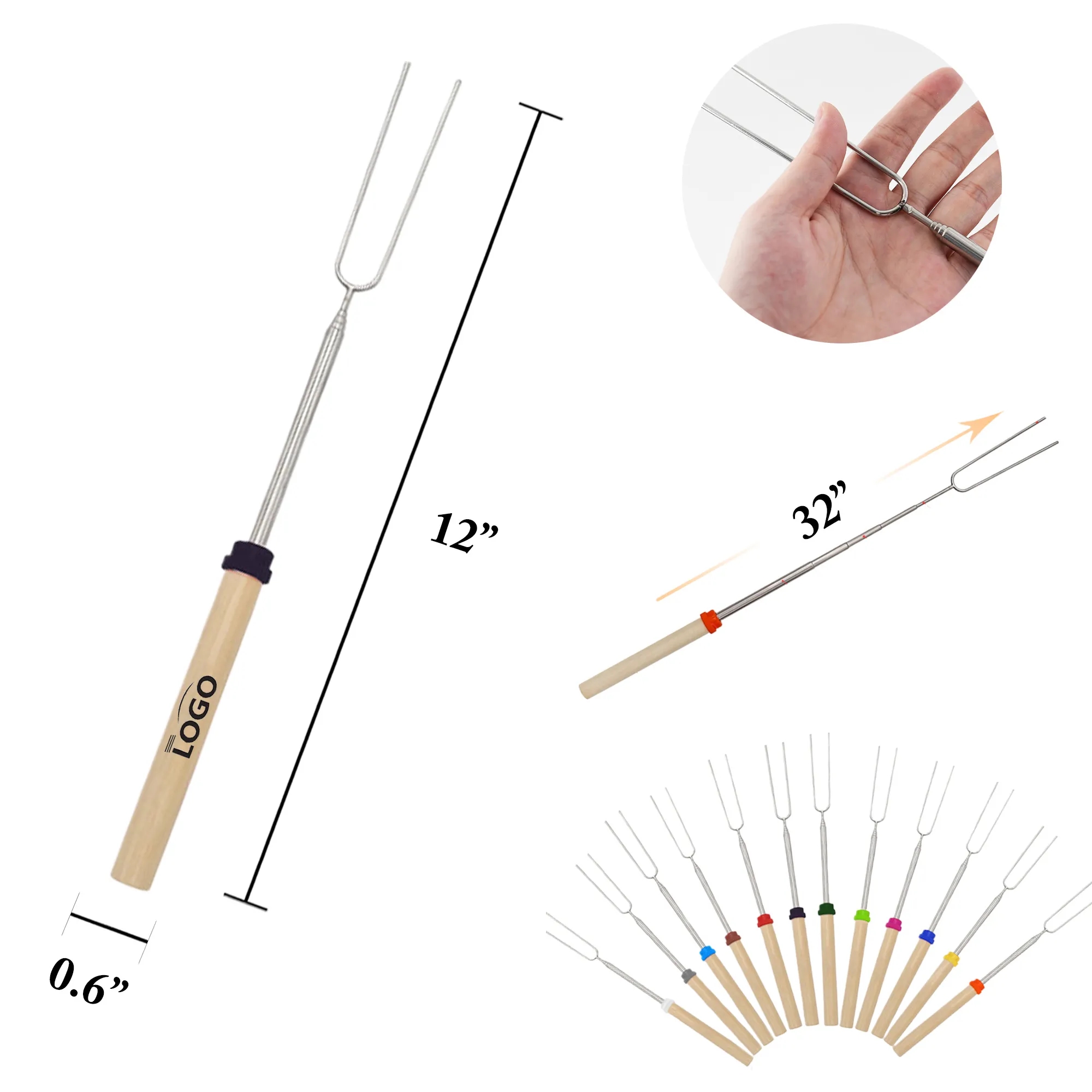 MOQ50 Telescopic Outdoor BBQ Stainless Steel Fork 2