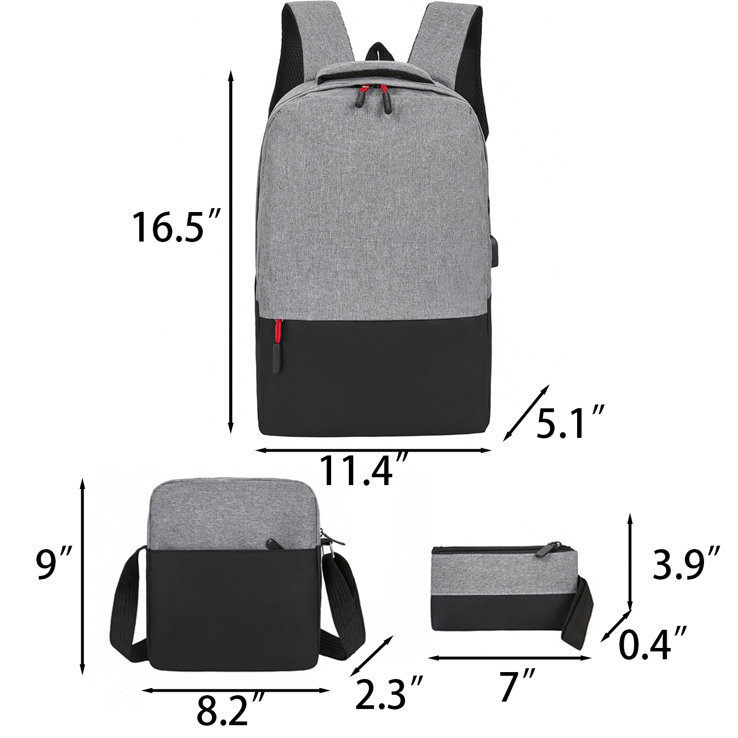 3pcs Nylon Large Capacity Laptop Backpack Set 4