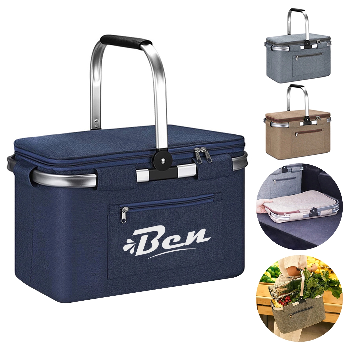 Outdoor Insulation Basket Oxford Cloth Folding Picnic Bag 2