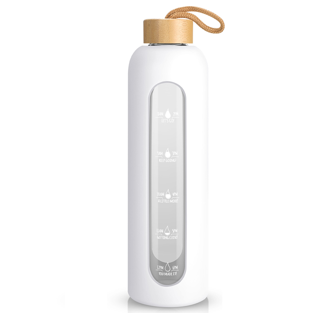 32Oz. Motivational Time-Marked Glass Water Bottle 6