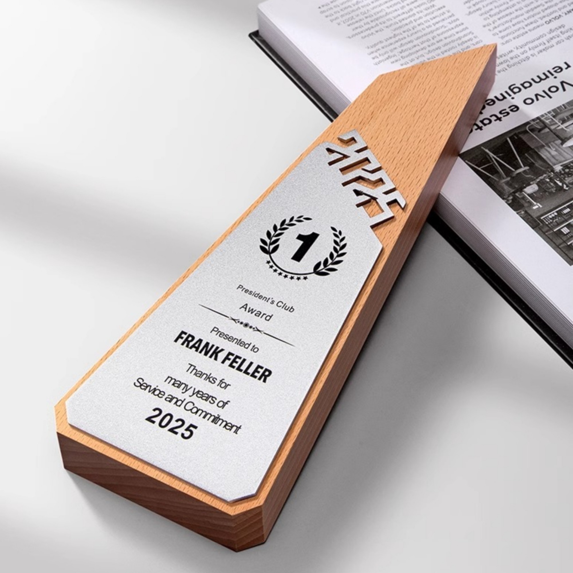 2025 Wooden Trophy With Metal Accents 3