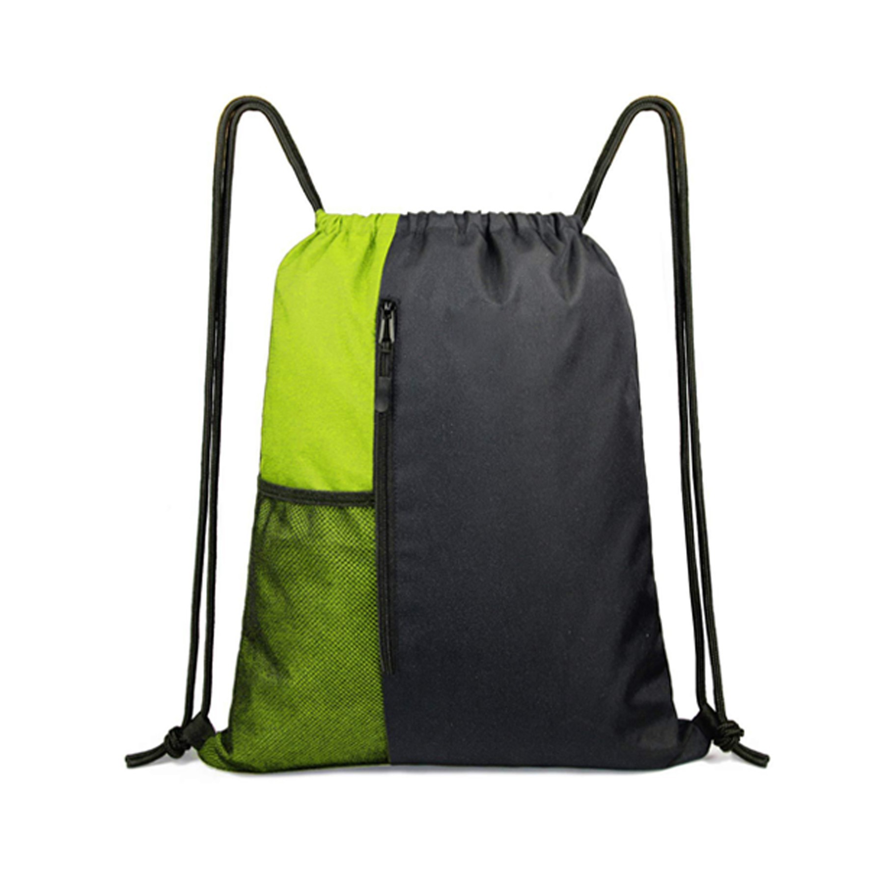 Sports Drawstring Backpack Gym Bag With Zipper And Mesh Pockets 3