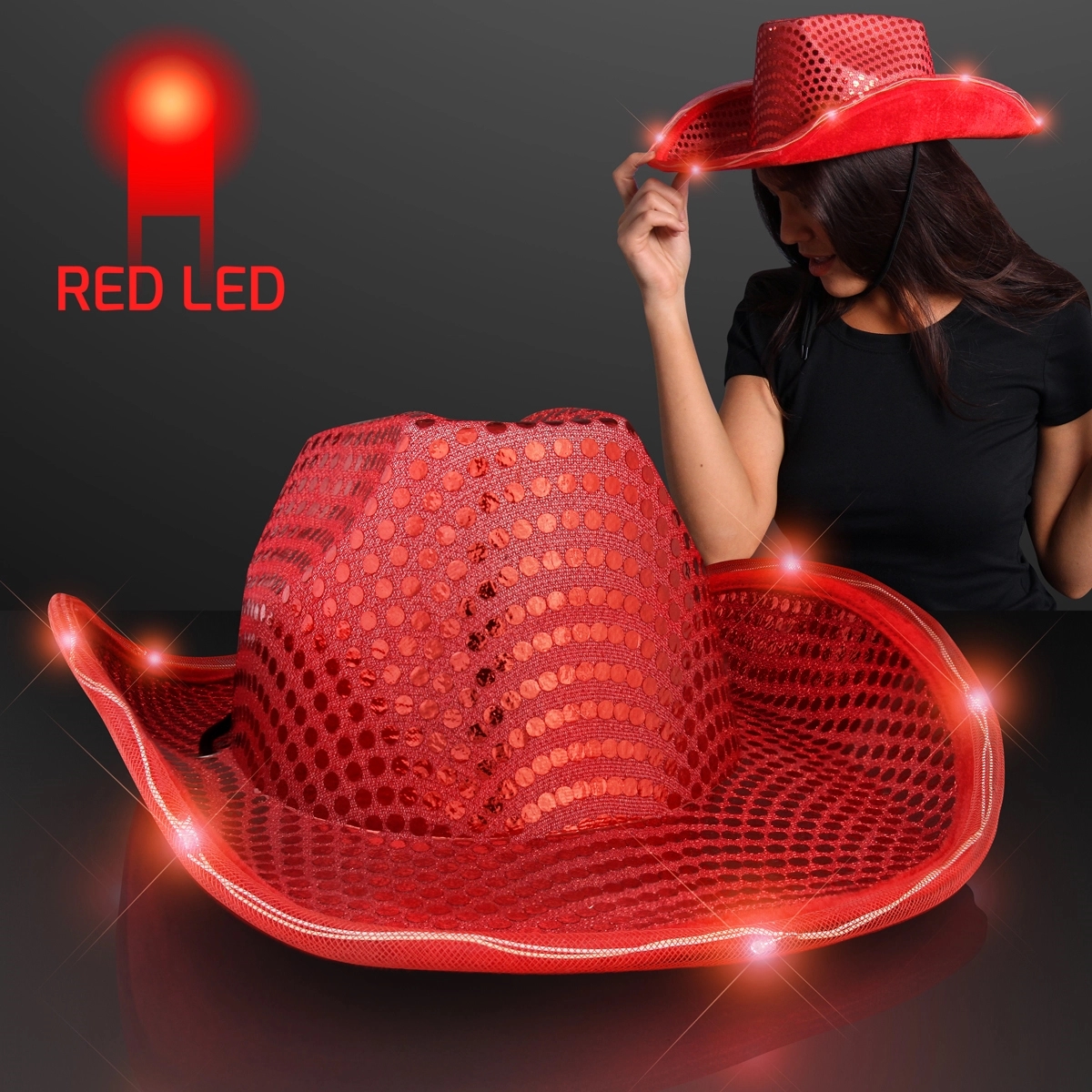 Sequin Cowboy Hat with Black Band 21
