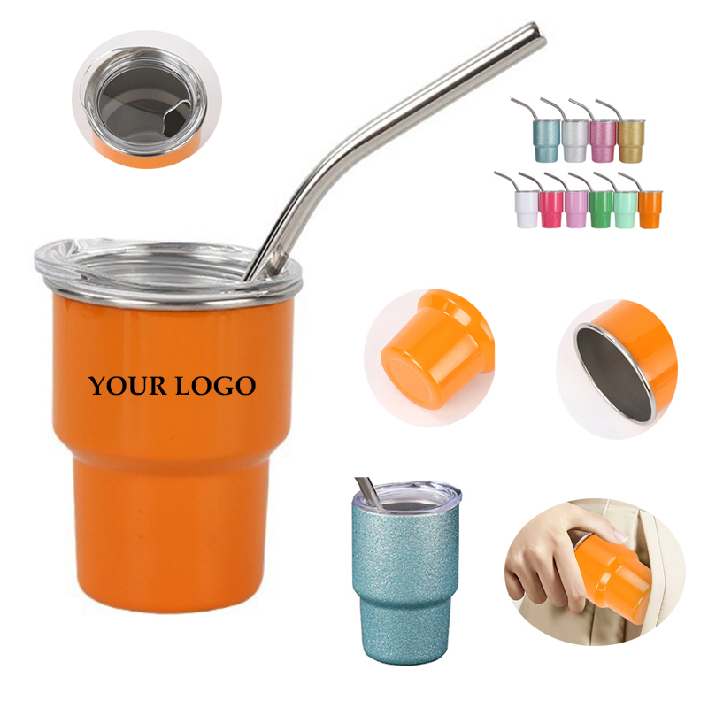 3oz Mini Tumbler Shot Glass with Straw and Lid 2