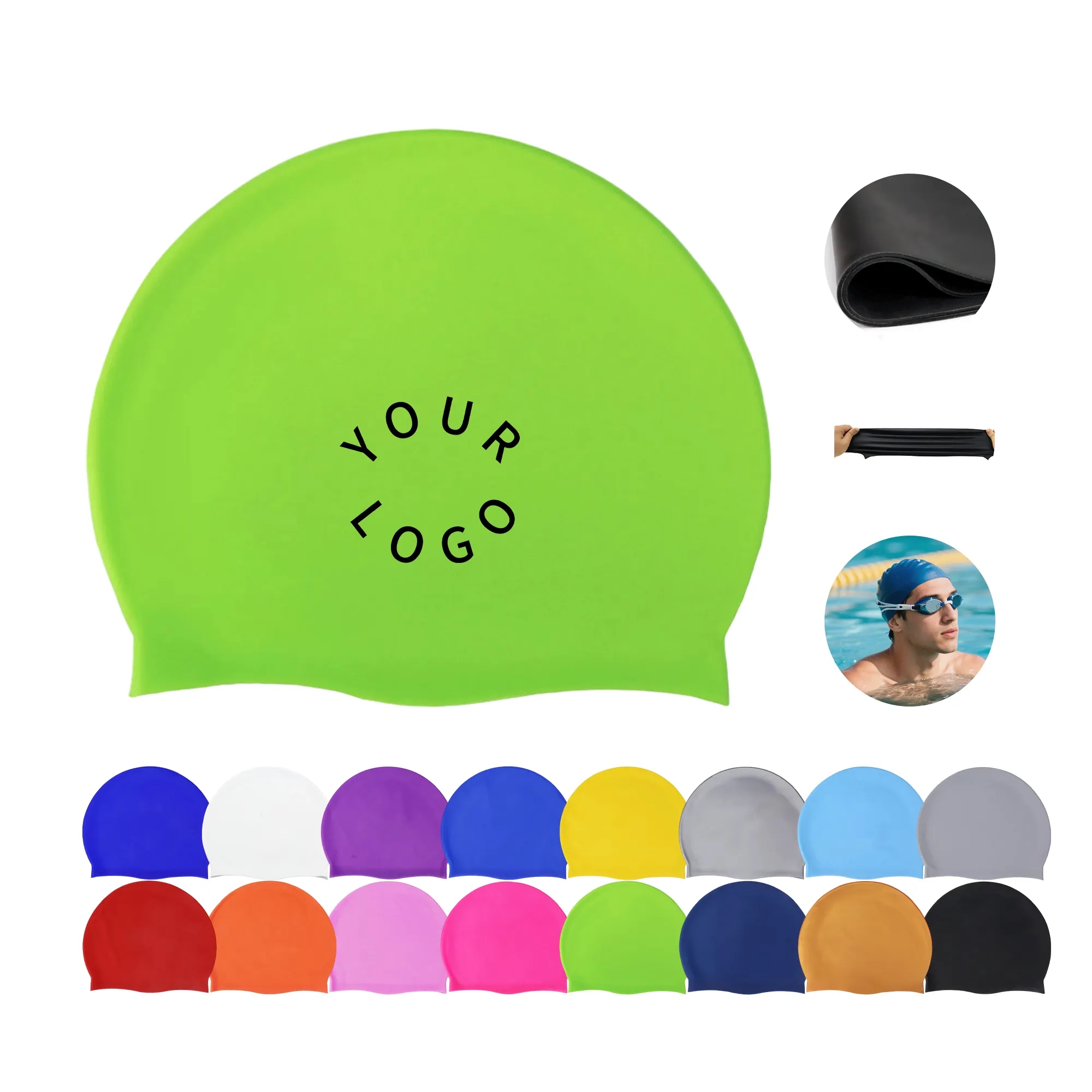 Adult Silicone Waterproof Swimming Cap for Enhanced Performa 19