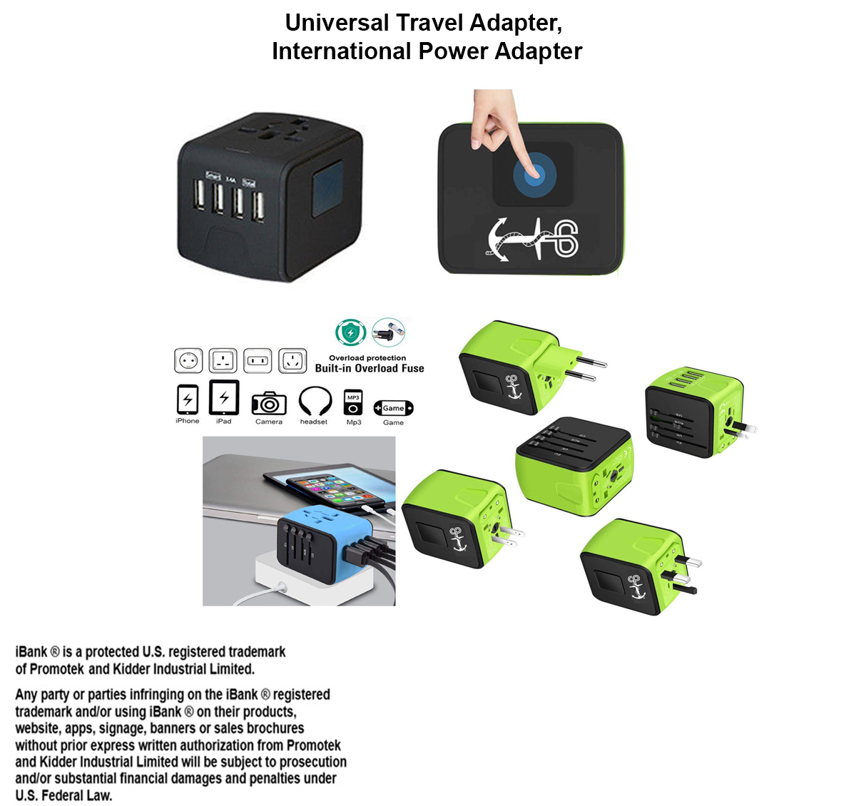 iBank ® Universal Travel Adapter, International Power Adapter 2