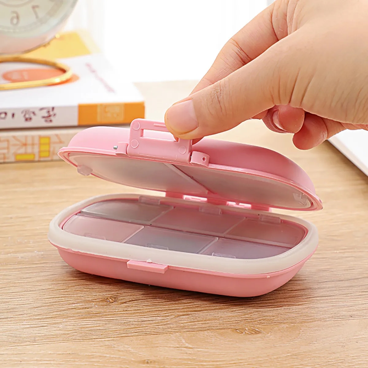 Portable Pocket Wheat Straw Shell Pill Storage Cases Box 5