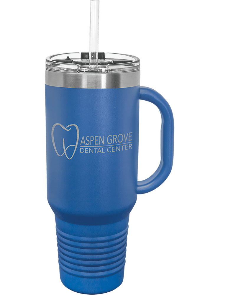 40 Oz. Royal Blue Tumbler Mug w/Handle and Snap Lid 1