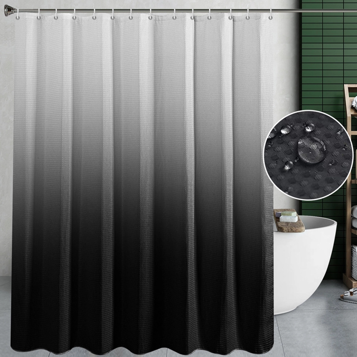 Pure Color Waffle Weave Shower Curtain 6