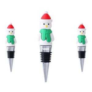 Festive PVC Red Hat Snowman Wine Cork Bottle Stopper 2