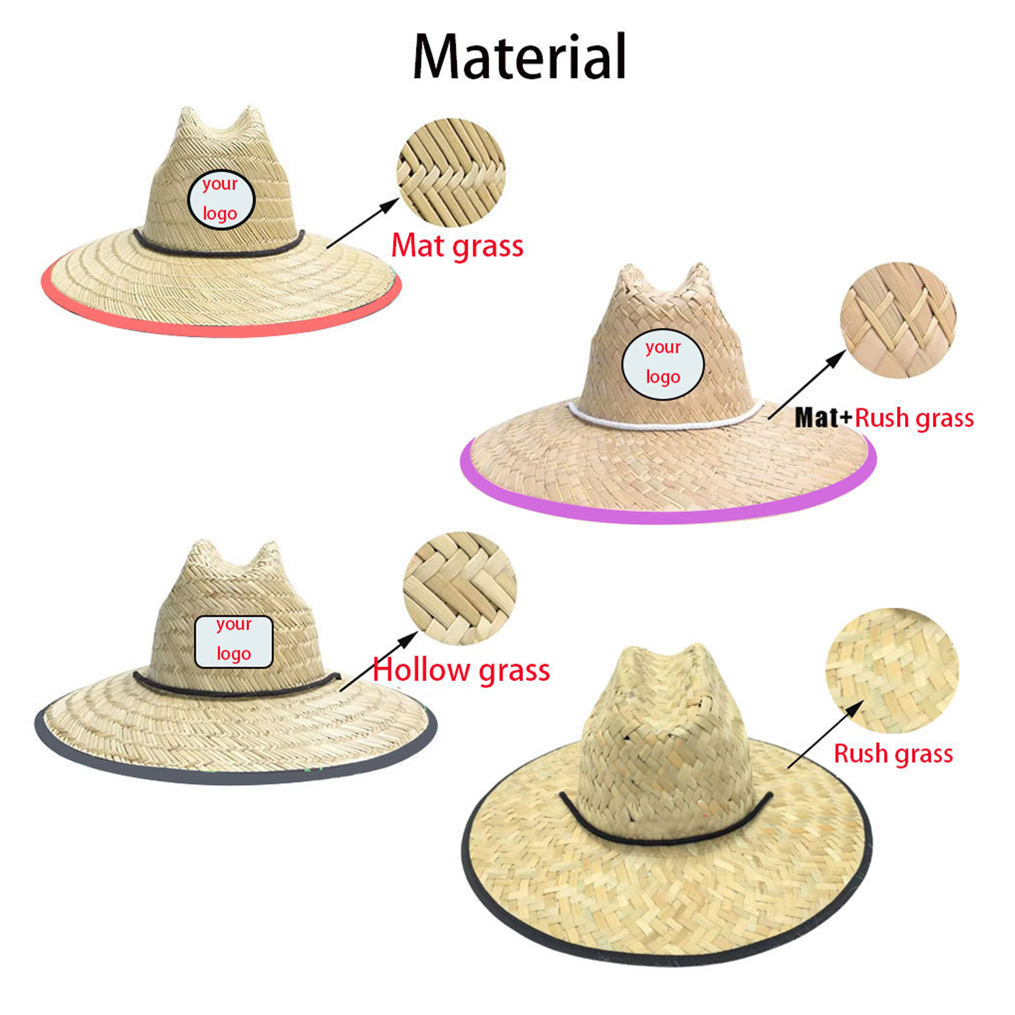 MOQ 50PCS Lifeguard Beach Sun Straw Hat 3
