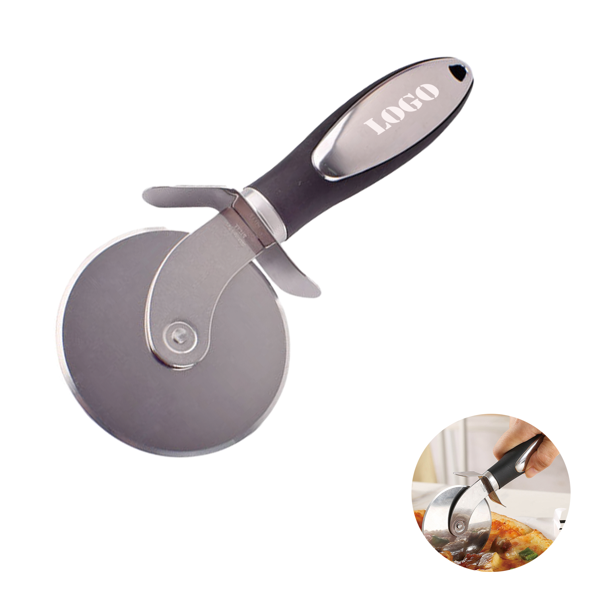 Stainless Steel Pizza Cutter Wheel with Finger Guard 2