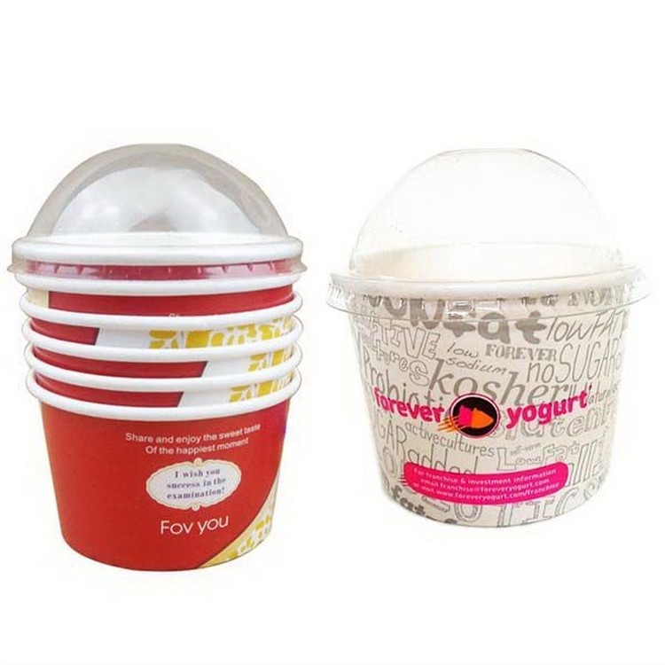 Cream Treat Cup/ 4 Oz. Paper Bowl with Dome Lid 2
