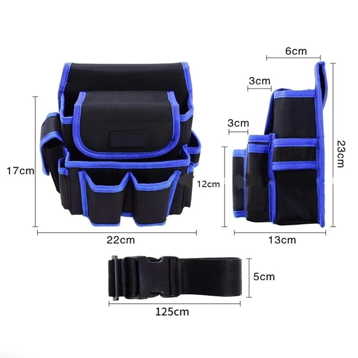 Durable Multi-Pocket Work Belt Tool Pouch Waist Bag 6