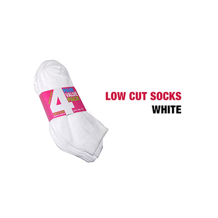 Girl's Low-Cut Socks - 4 Pack White Size 9-11 2