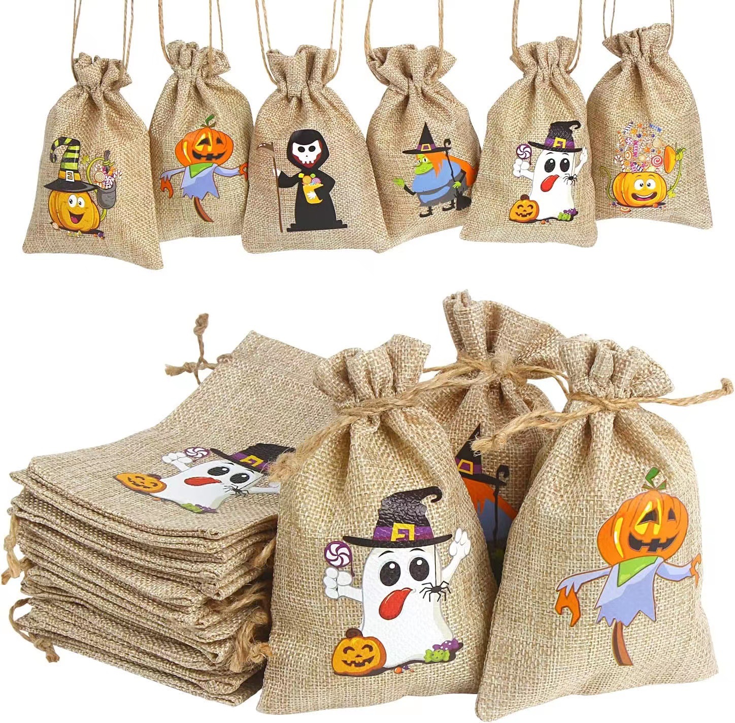 Drawstring Bag Pouch Burlap Favor Halloween Pouch 4