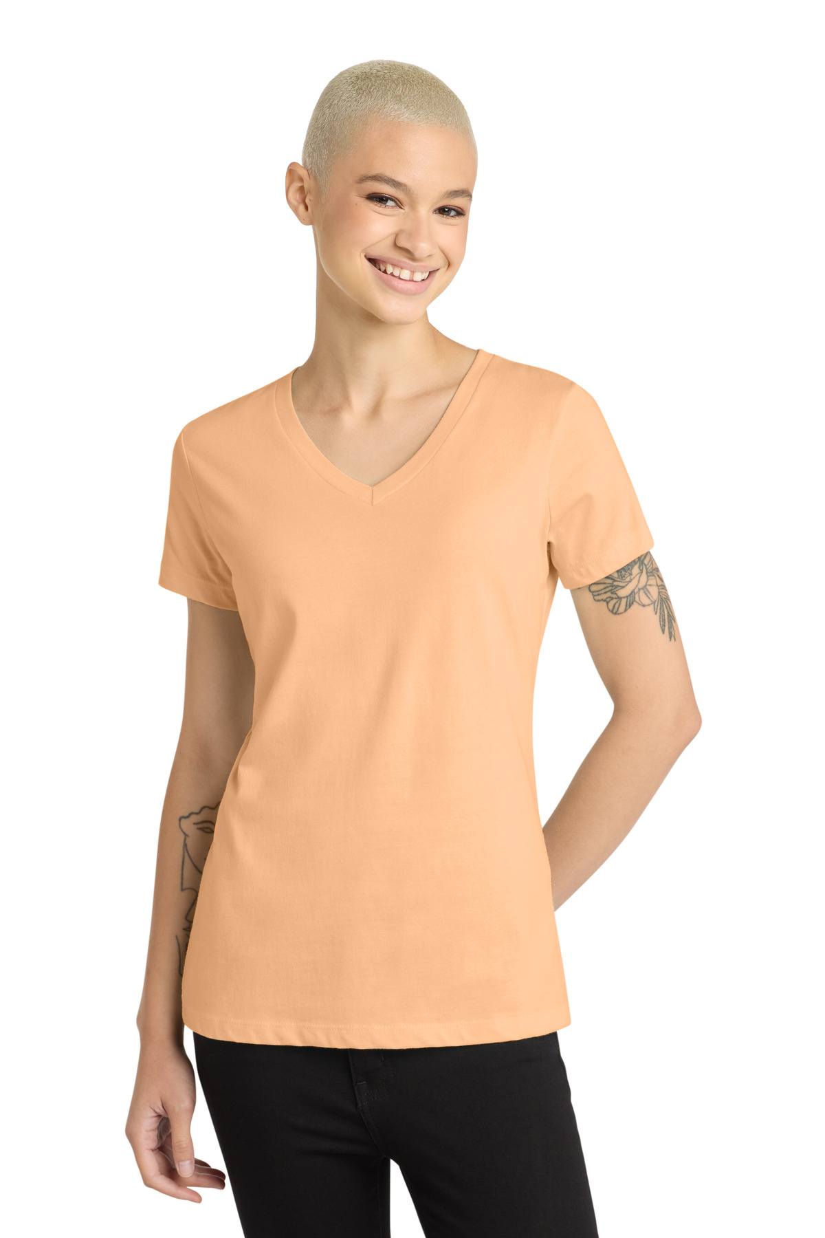 District - Women's Perfect Weight V-Neck Tee. DM1170L 188