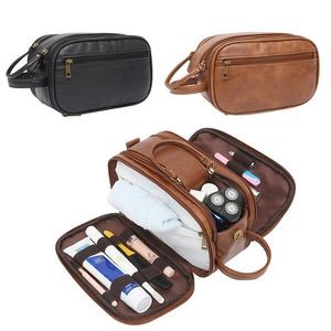 PU Leather Toiletry Bag Men Travel Large Capacity Waterproof 3