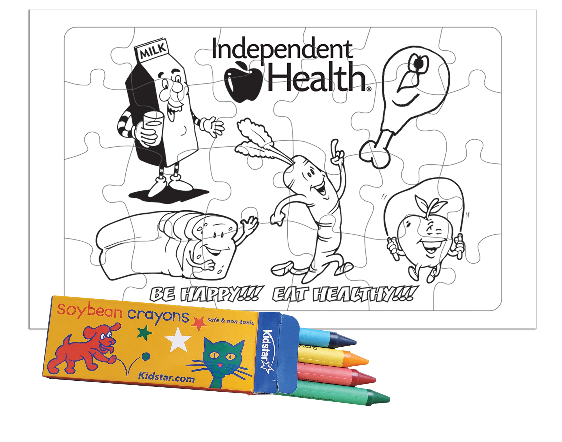 24 Pieces - 10 1/2" x 6 5/8" Coloring Tray Puzzle - Healthy Eating 2