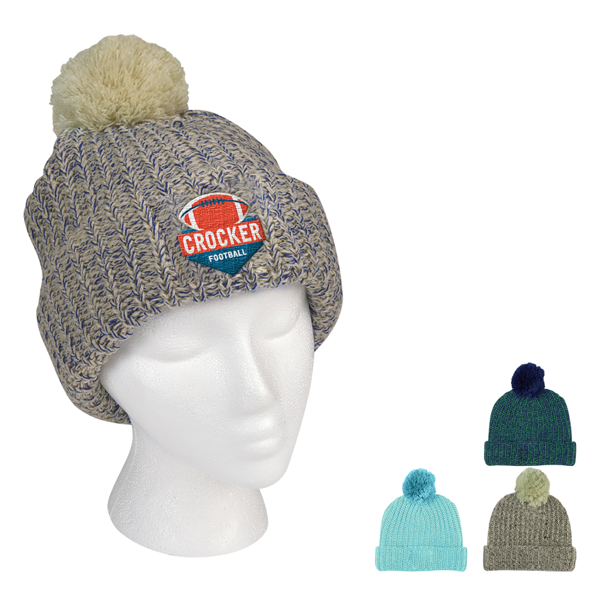 Grace Collection Pom Beanie With Cuff 1