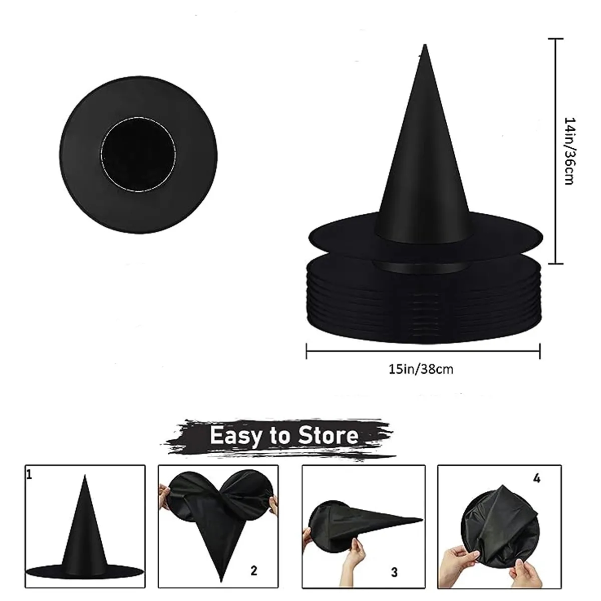 Halloween Black Witch Hats Costume Accessory Decorations 5