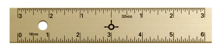 6" Straight Edge Aluminum Ruler with Center-Finding Back 13