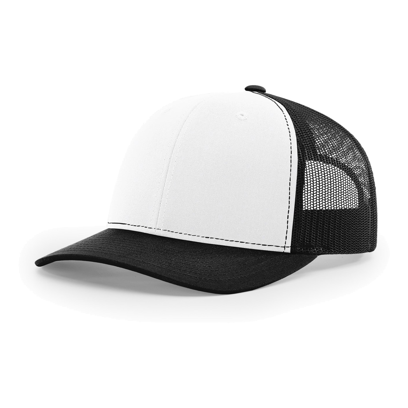 Richardson 112 6-Panel Snapback Trucker Hat w/Leatherette Adhesive Patches or Embroidery 125