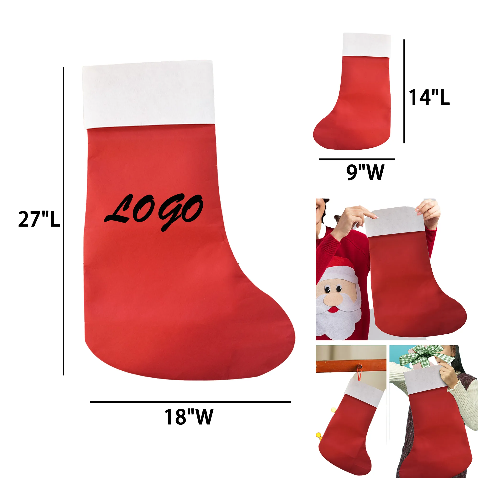 MOQ 30 Felt Christmas Stock Hanging Decorative Gift Bag 2