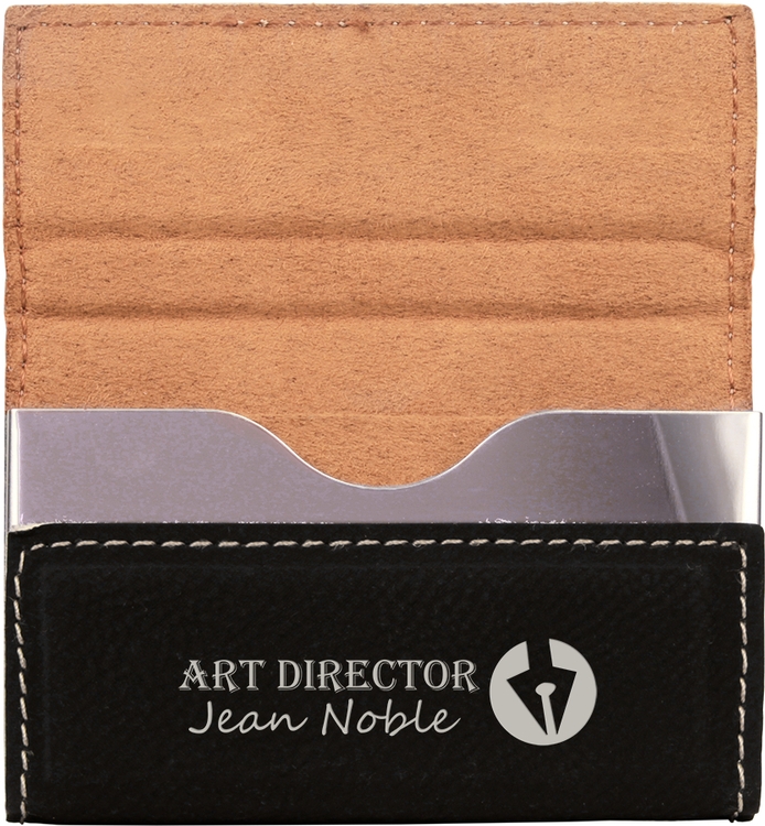 Black Hard Leatherette Business Card Holder 2