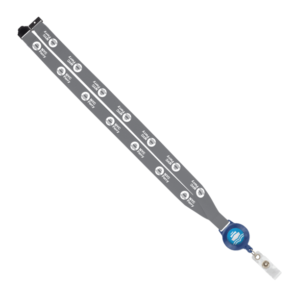 IMPORT 3/4" Polyester Lanyard with Retractable Badge Reel and IPH7 back of neck convenience release. 107