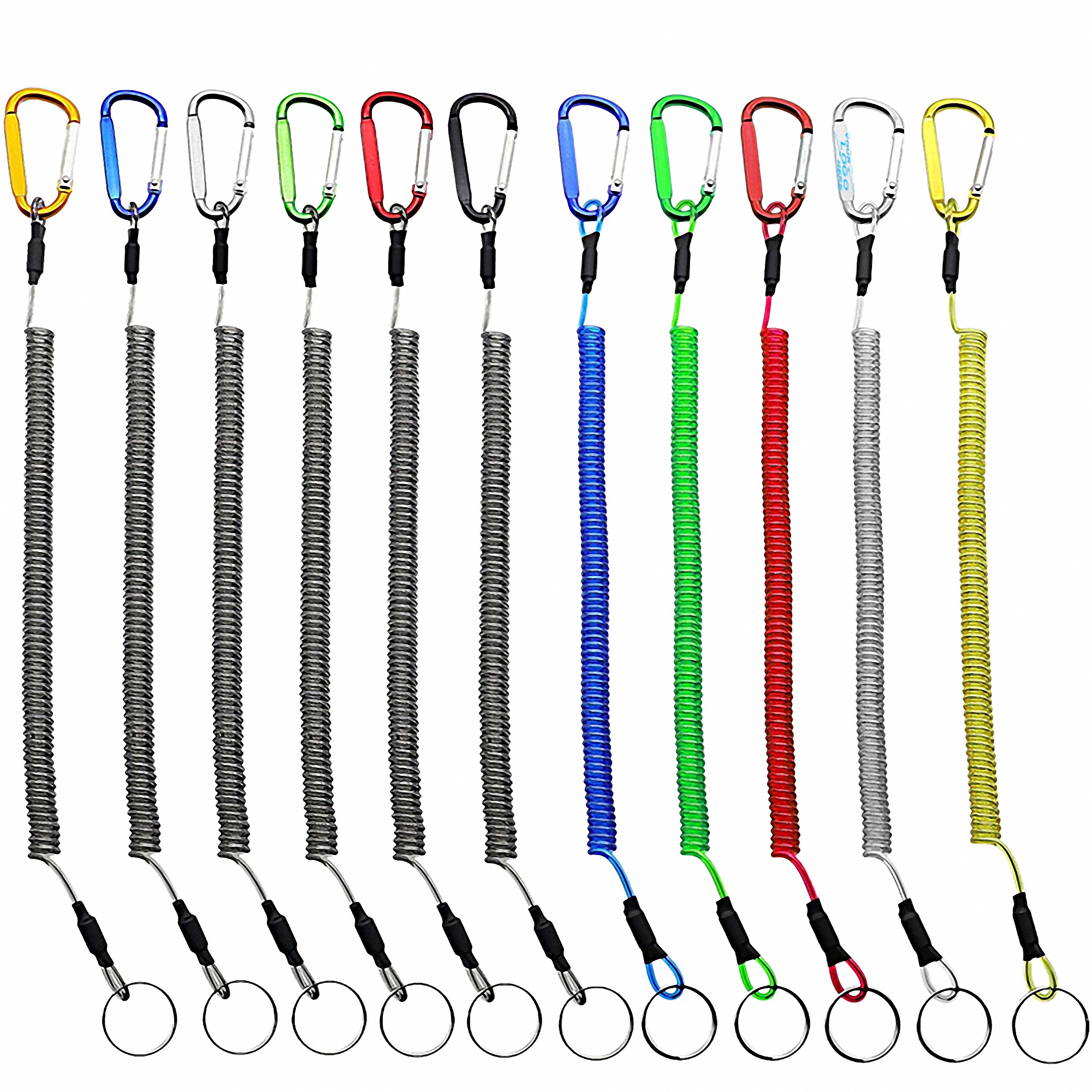 Bungee Spring Keychain with Carabiner Clip
