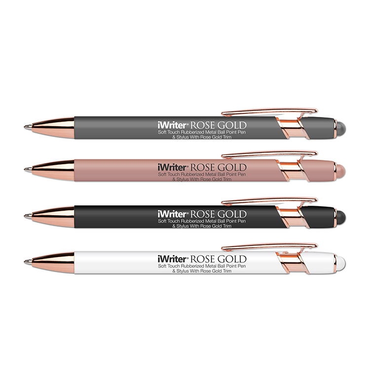 iWriter Rose Gold - Rubberized Metal Stylus Pen With Rose Gold Accents