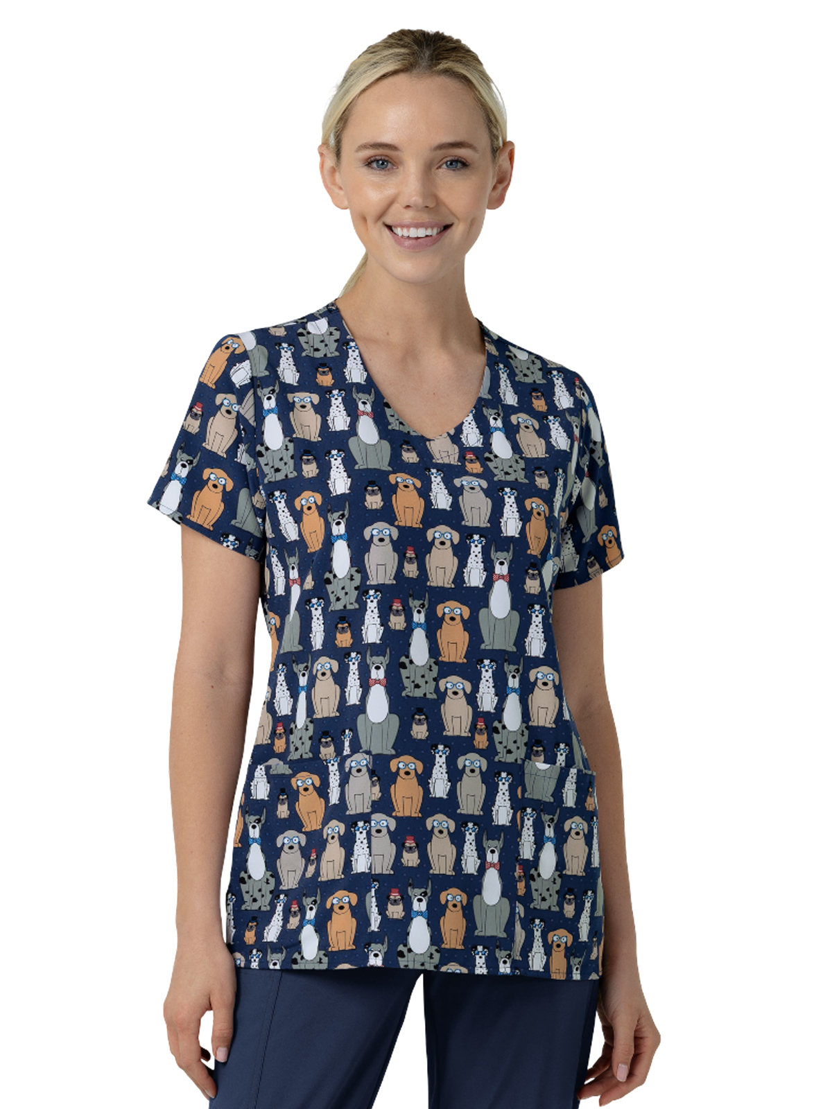 Wink - Fashion Prints - Women's V-Neck Print Scrub Top 8