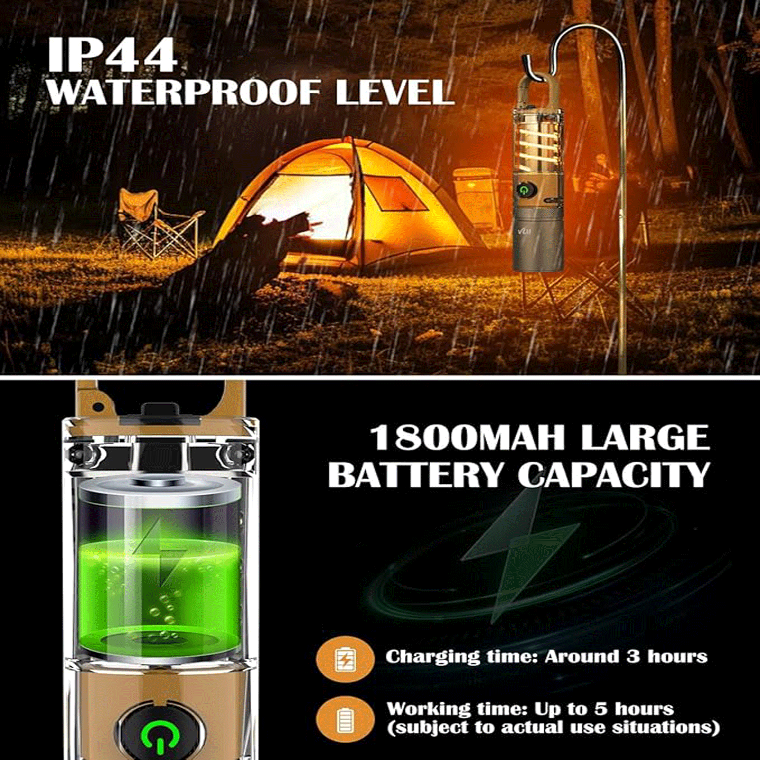 Rechargeable Tactical LED Flashlight w/ Hanging Hook 6