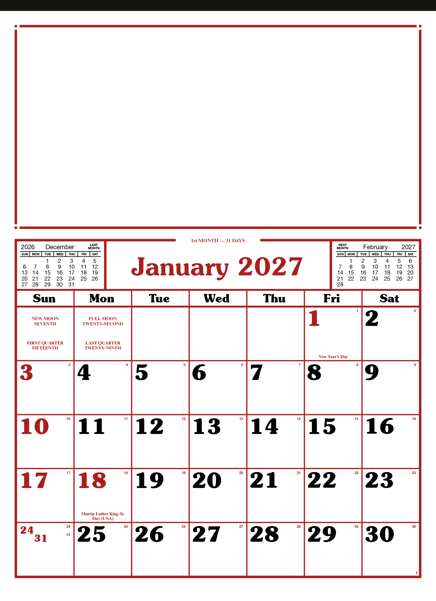 Skinner & Kennedy® Commercial 12-Sheet Calendar 27