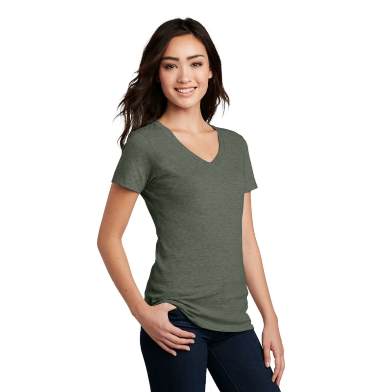 District Women's Perfect Blend CVC V-Neck Tee. 15