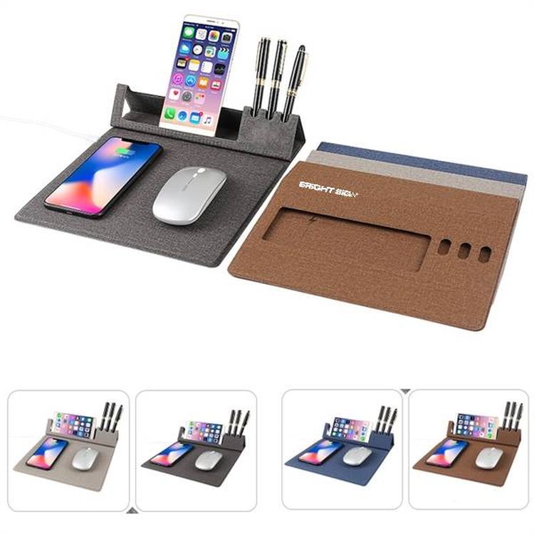 Wireless Charging Mouse Pad with Pen Holder 2