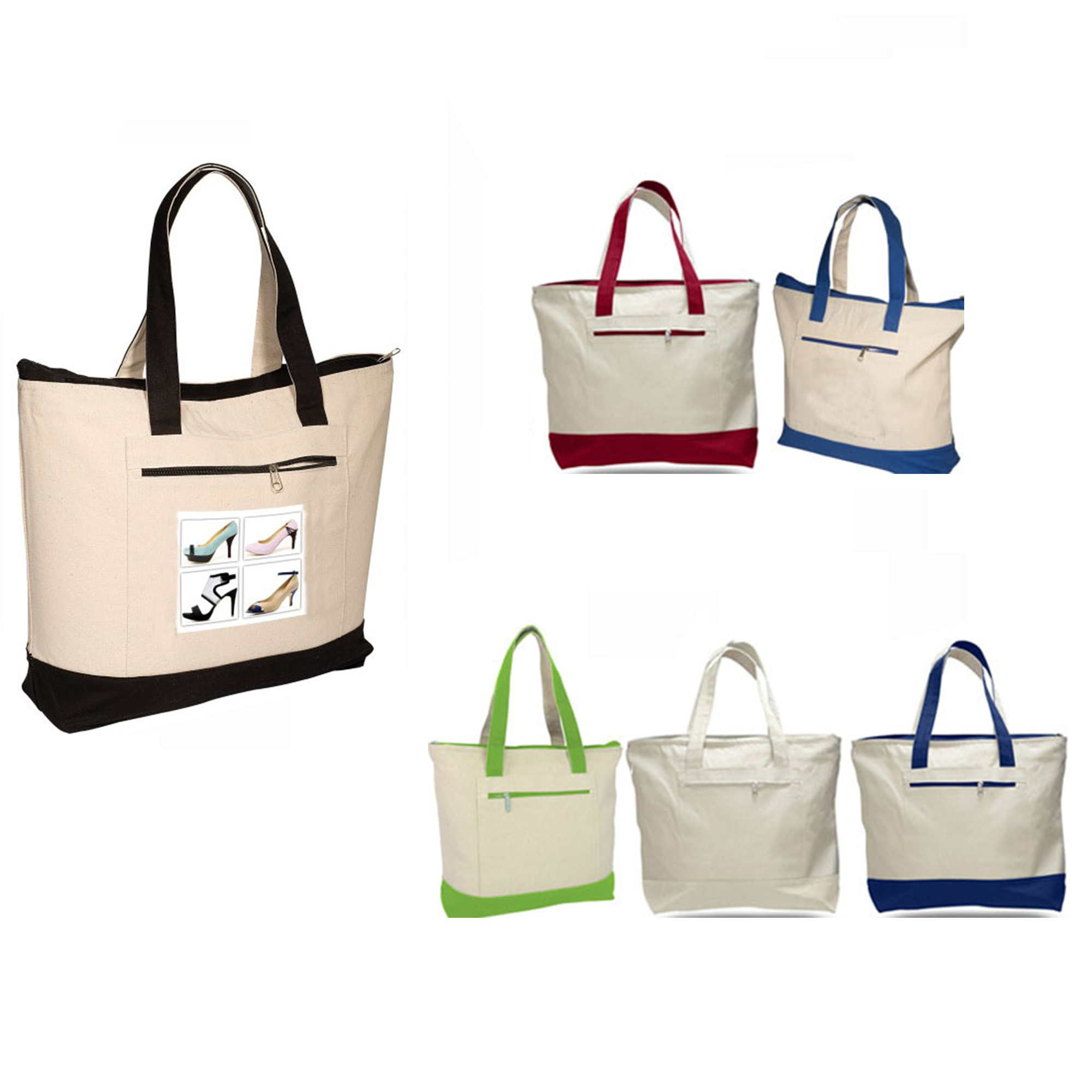 Colorful 12oz Canvas Tote Bag, custom tote bag with logo imprint 2