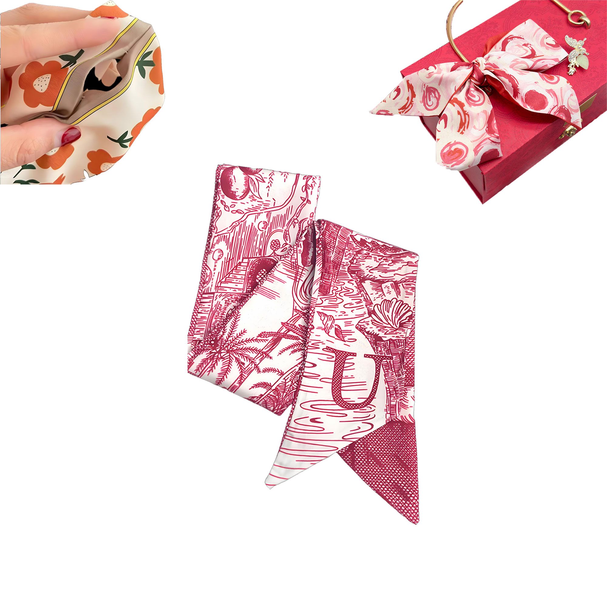 Ribbon Women's Long Scarf, custom women's shirt with logo imprint 2