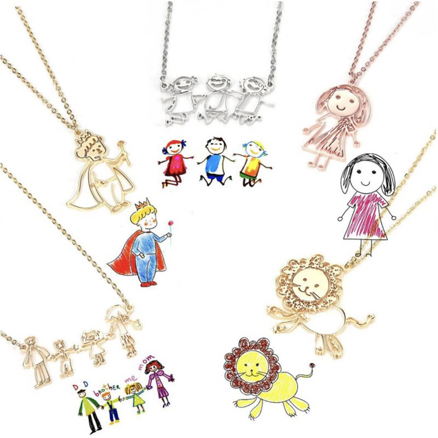 Stainless steel customized children's painting necklace 3